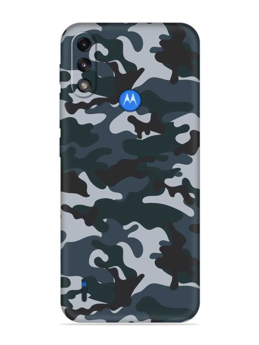 Dark Blue Army Military Art Embossed Soft Silicone Case for Motorola Moto E7 Power Zapvi