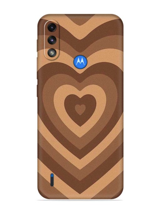 Brown Heart Embossed Soft Silicone Case for Motorola Moto E7 Power Zapvi