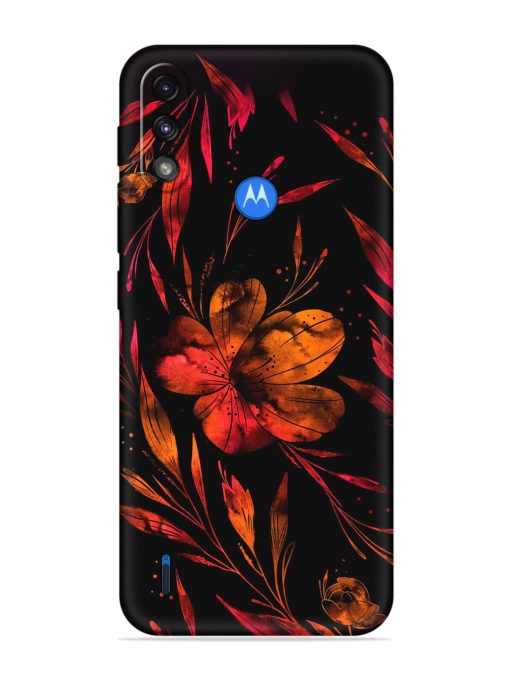 Red Flower Painting Embossed Soft Silicone Case for Motorola Moto E7 Power Zapvi