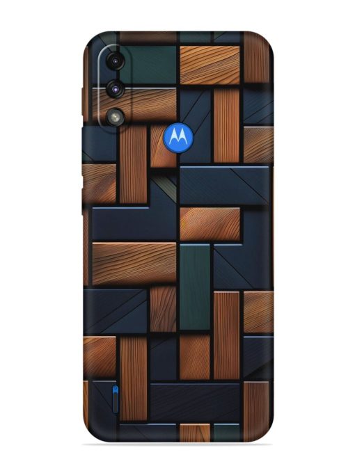 Wooden Background Cubes Embossed Soft Silicone Case for Motorola Moto E7 Power Zapvi