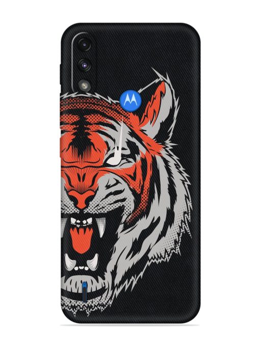 Tiger Aggression Embossed Soft Silicone Case for Motorola Moto E7 Power Zapvi