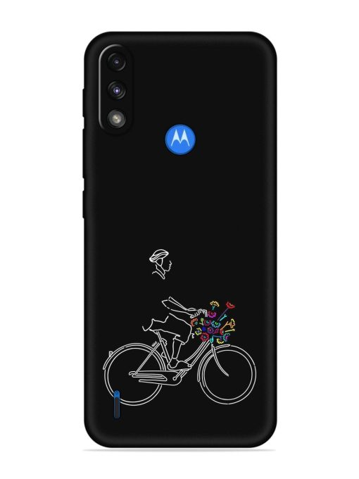 Minimalist Cycle Art Embossed Soft Silicone Case for Motorola Moto E7 Power Zapvi