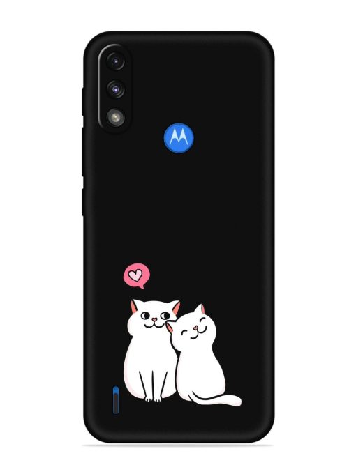 Cute Loving Cats Embossed Soft Silicone Case for Motorola Moto E7 Power