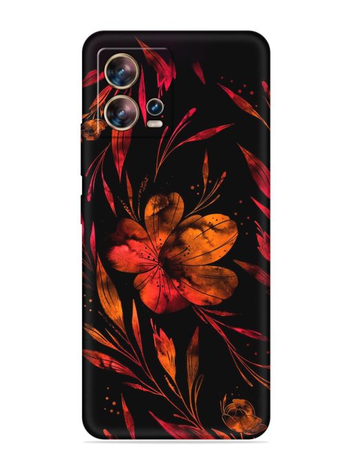 Red Flower Painting Embossed Soft Silicone Case for Motorola Moto Edge 30 Fusion