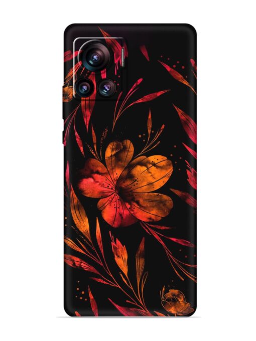 Red Flower Painting Embossed Soft Silicone Case for Motorola Moto Edge 30 Ultra Zapvi