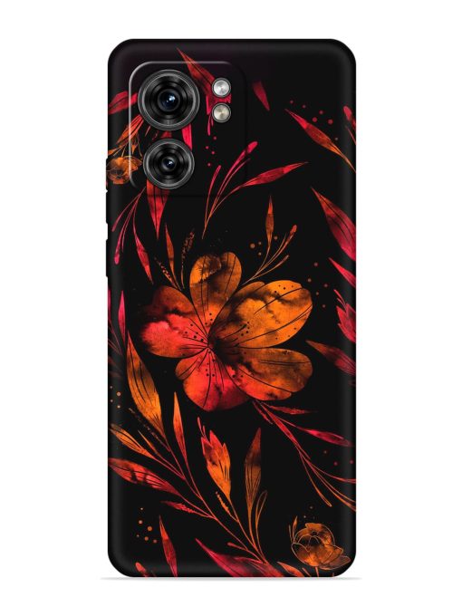 Red Flower Painting Embossed Soft Silicone Case for Motorola Moto Edge 40 Zapvi