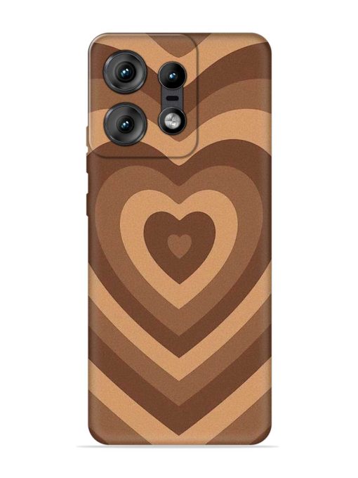 Brown Heart Embossed Soft Silicone Case for Motorola Moto Edge 50 Pro (5G)