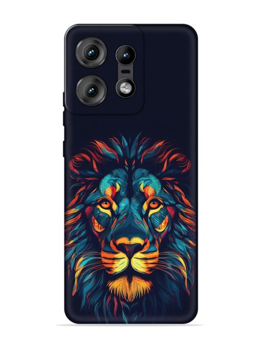 Colorful Lion Embossed Soft Silicone Case for Motorola Moto Edge 50 Pro (5G)