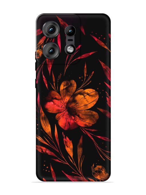 Red Flower Painting Embossed Soft Silicone Case for Motorola Moto Edge 50 Pro (5G)