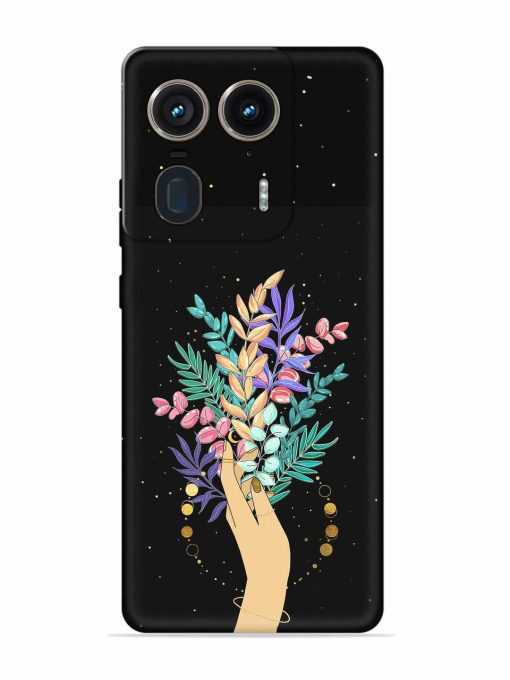 Flower On Hand Embossed Soft Silicone Case for Motorola Moto Edge 50 Ultra (5G)