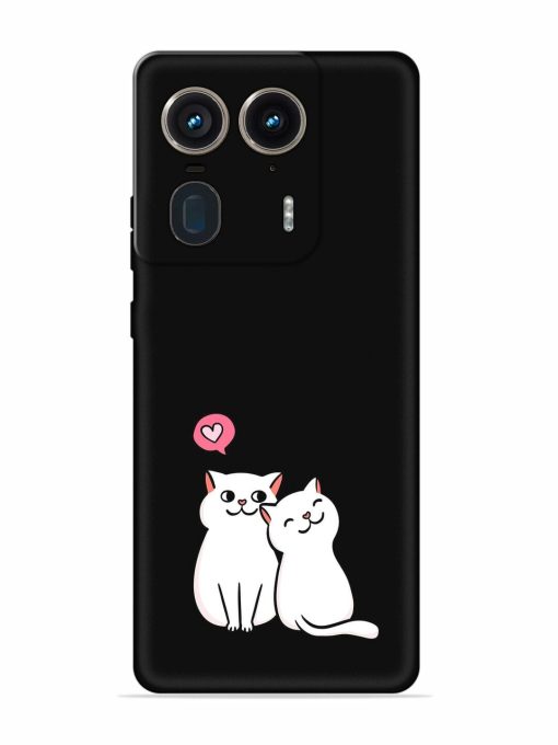 Cute Loving Cats Embossed Soft Silicone Case for Motorola Moto Edge 50 Ultra (5G)