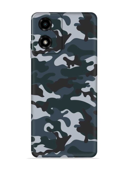 Dark Blue Army Military Art Embossed Soft Silicone Case for Motorola Moto G04 Zapvi