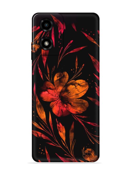 Red Flower Painting Embossed Soft Silicone Case for Motorola Moto G04S