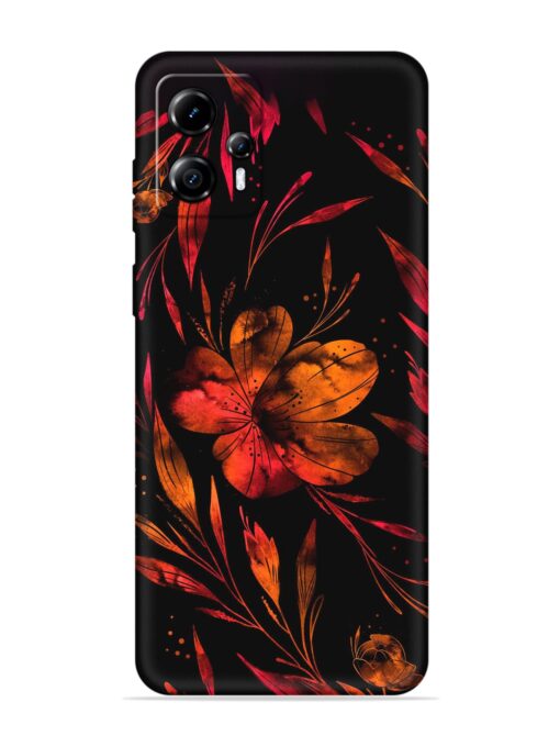 Red Flower Painting Embossed Soft Silicone Case for Motorola Moto G13 Zapvi