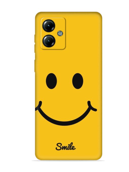 Yellow Smiley Embossed Soft Silicone Case for Motorola Moto G14 Zapvi