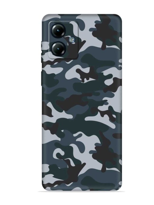 Dark Blue Army Military Art Embossed Soft Silicone Case for Motorola Moto G14 Zapvi