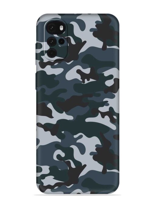 Dark Blue Army Military Art Embossed Soft Silicone Case for Motorola Moto G22 Zapvi