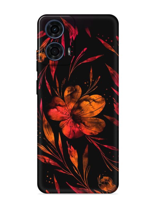 Red Flower Painting Embossed Soft Silicone Case for Motorola Moto G24 Power