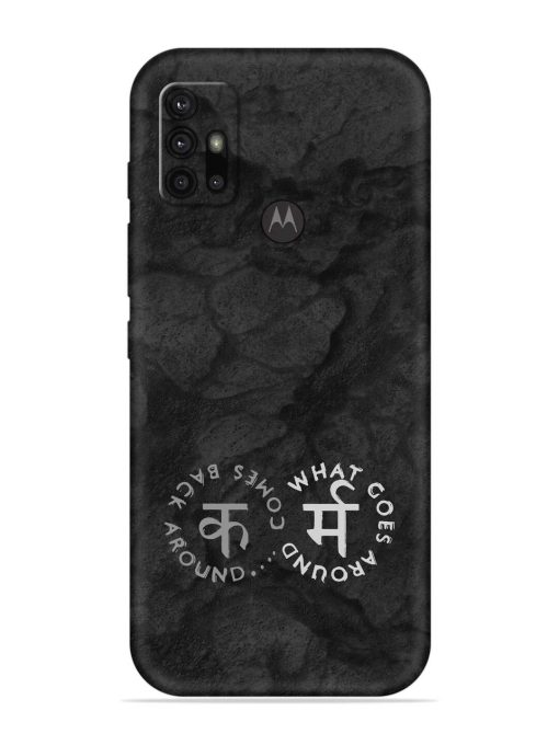 Karma Hindi Word Embossed Soft Silicone Case for Motorola Moto G30