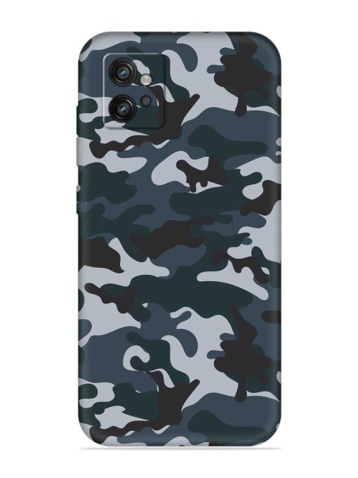 Dark Blue Army Military Art Embossed Soft Silicone Case for Motorola Moto G32 Zapvi