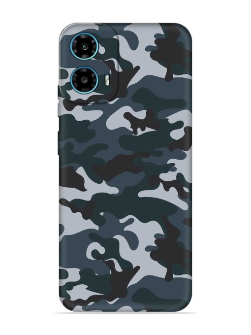 Dark Blue Army Military Art Embossed Soft Silicone Case for Motorola Moto G34 (5G)