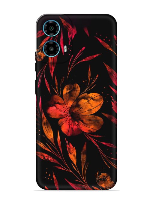 Red Flower Painting Embossed Soft Silicone Case for Motorola Moto G34 (5G)