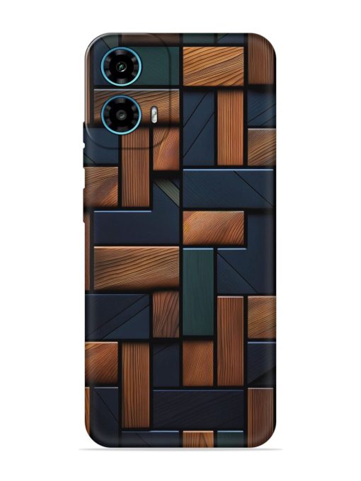 Wooden Background Cubes Embossed Soft Silicone Case for Motorola Moto G34 (5G)