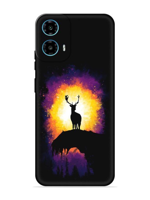 Elk Animal Art Embossed Soft Silicone Case for Motorola Moto G34 (5G)