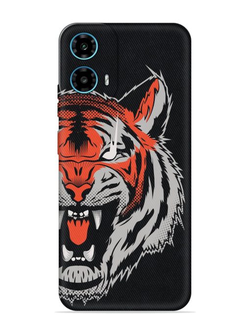 Tiger Aggression Embossed Soft Silicone Case for Motorola Moto G34 (5G)