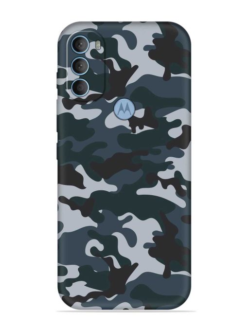 Dark Blue Army Military Art Embossed Soft Silicone Case for Motorola Moto G40 Fusion Zapvi