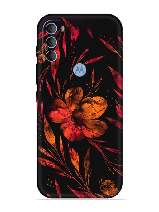 Red Flower Painting Embossed Soft Silicone Case for Motorola Moto G40 Fusion Zapvi