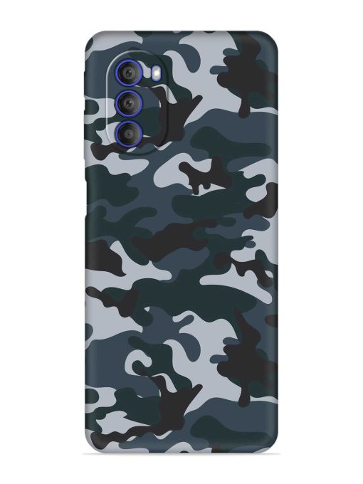 Dark Blue Army Military Art Embossed Soft Silicone Case for Motorola Moto G51 (5G) Zapvi