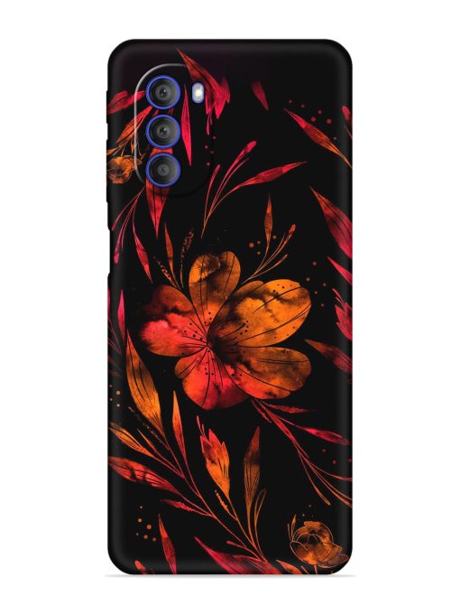 Red Flower Painting Embossed Soft Silicone Case for Motorola Moto G51 (5G) Zapvi