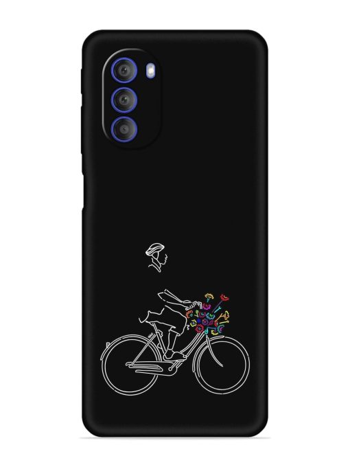 Minimalist Cycle Art Embossed Soft Silicone Case for Motorola Moto G51 (5G) Zapvi