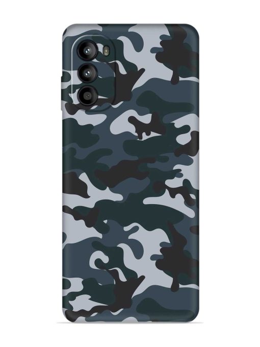 Dark Blue Army Military Art Embossed Soft Silicone Case for Motorola Moto G52 Zapvi