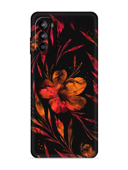 Red Flower Painting Embossed Soft Silicone Case for Motorola Moto G52 Zapvi