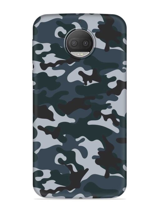 Dark Blue Army Military Art Embossed Soft Silicone Case for Motorola Moto G5S Plus