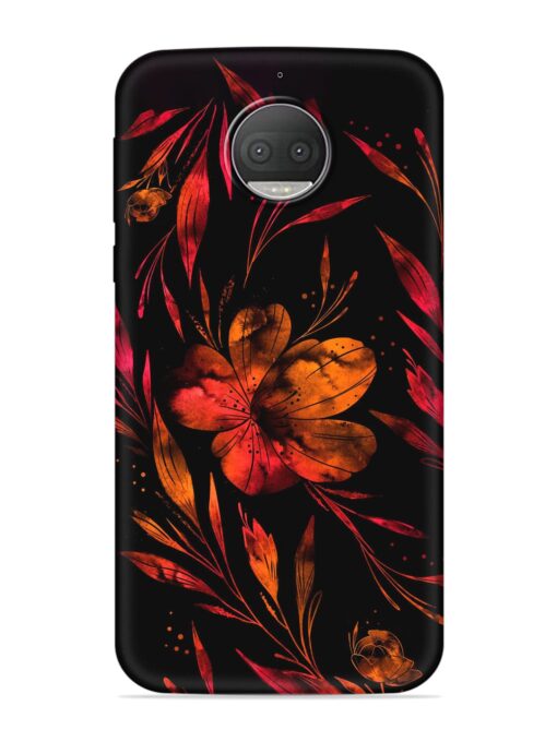 Red Flower Painting Embossed Soft Silicone Case for Motorola Moto G5S Plus