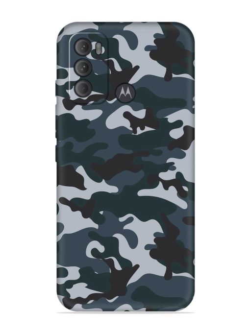 Dark Blue Army Military Art Embossed Soft Silicone Case for Motorola Moto G60 Zapvi