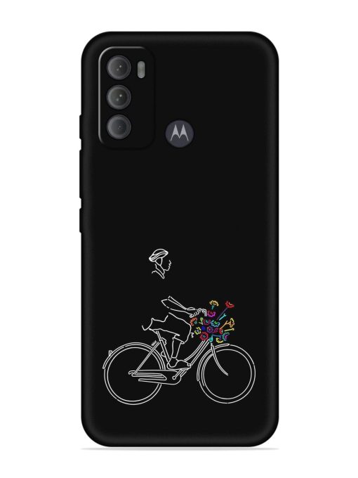 Minimalist Cycle Art Embossed Soft Silicone Case for Motorola Moto G60 Zapvi