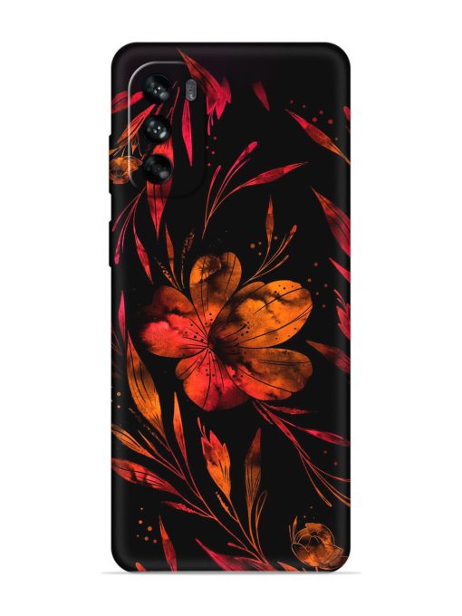 Red Flower Painting Embossed Soft Silicone Case for Motorola Moto G62 (5G) Zapvi