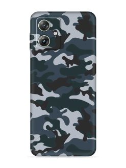 Dark Blue Army Military Art Embossed Soft Silicone Case for Motorola Moto G64 (5G)