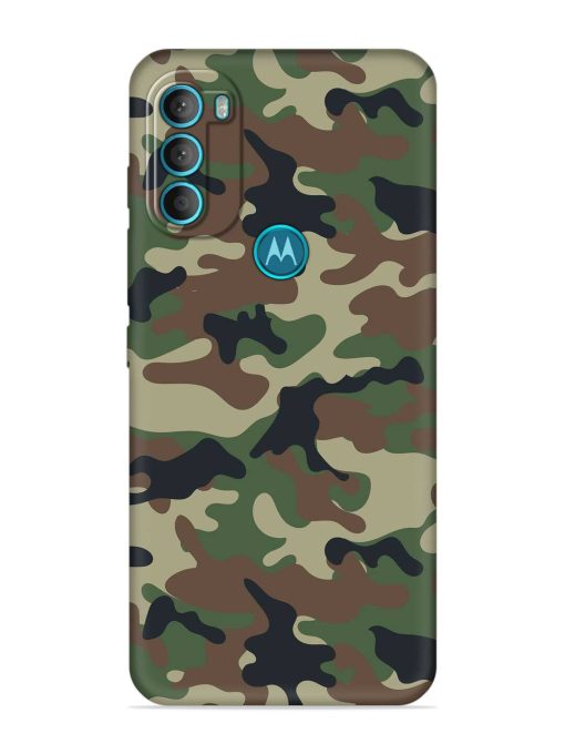 Army Military Camouflage Dark Green Embossed Soft Silicone Case for Motorola Moto G71 (5G)