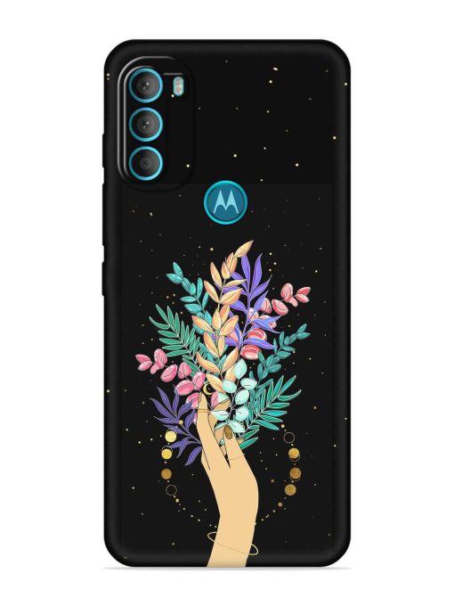 Flower On Hand Embossed Soft Silicone Case for Motorola Moto G71 (5G)