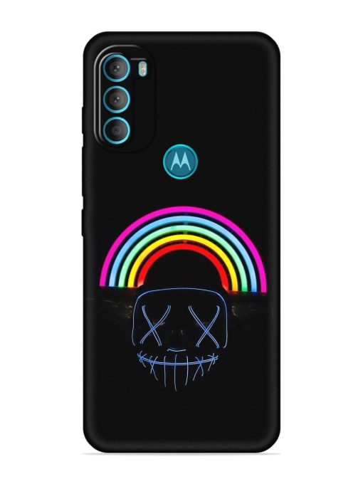 Mask Rainbow Embossed Soft Silicone Case for Motorola Moto G71 (5G)