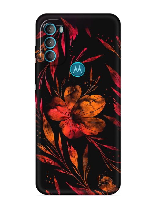 Red Flower Painting Embossed Soft Silicone Case for Motorola Moto G71 (5G)