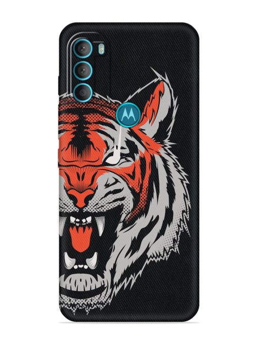 Tiger Aggression Embossed Soft Silicone Case for Motorola Moto G71 (5G)