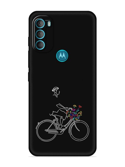 Minimalist Cycle Art Embossed Soft Silicone Case for Motorola Moto G71 (5G)