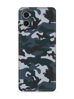 Dark Blue Army Military Art Embossed Soft Silicone Case for Motorola Moto G73 (5G)