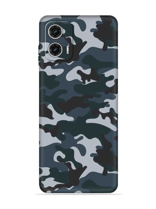 Dark Blue Army Military Art Embossed Soft Silicone Case for Motorola Moto G73 (5G)